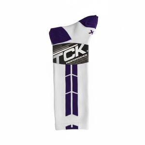 TCK White and Purple Performance Athletic Socks